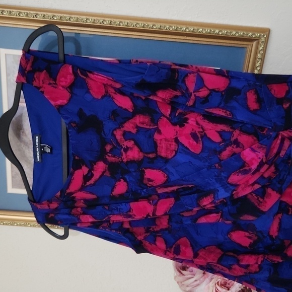 Faux Wrap Waterfall Detail Career Formal Dress Brunch Bridal Shower - Picture 2 of 11